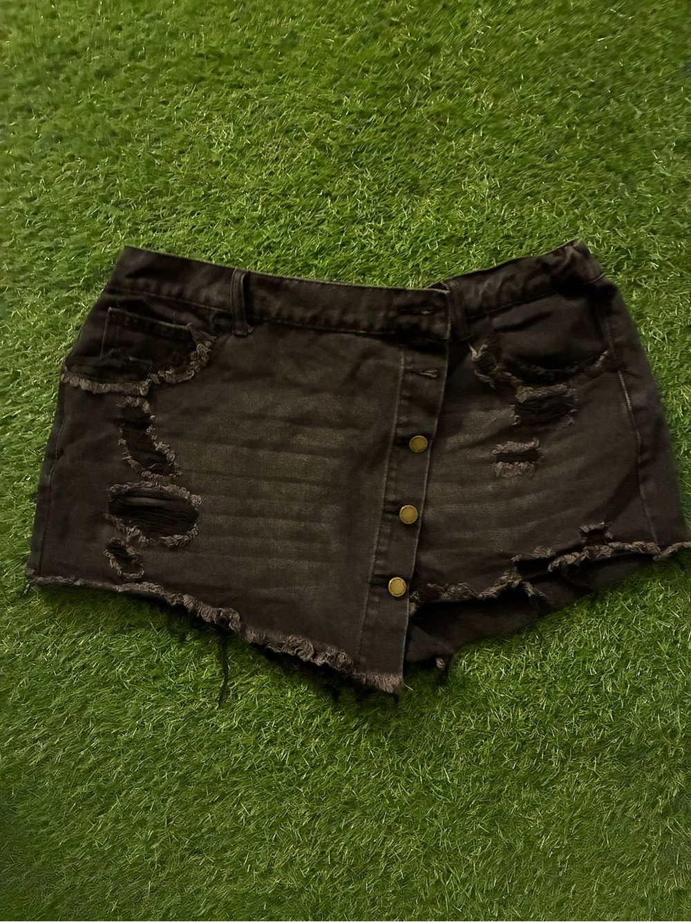 Black Distressed Denim Women’s Skort